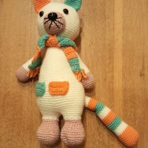 gehaakte witte poes 37 cm