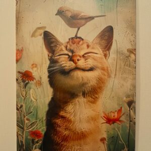 decoratieplaat lachende poes