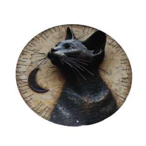 Decoratieplaat metaal Kat (ronde vorm)