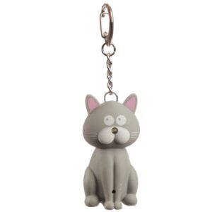 Sleutelhanger Kat met licht en geluid - grijs
