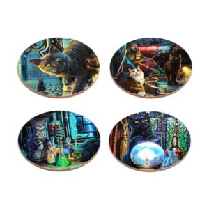 Onderzetters set van 4 - Magische katten - Lisa Parker
