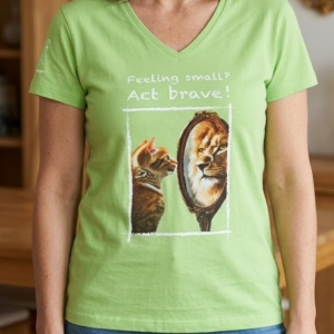 T shirt V-hals : Feeling small? act brave!